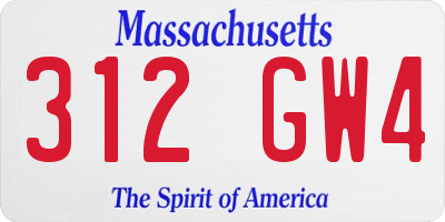 MA license plate 312GW4