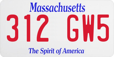 MA license plate 312GW5