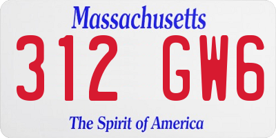 MA license plate 312GW6