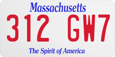 MA license plate 312GW7