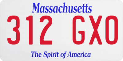 MA license plate 312GX0