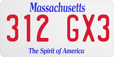MA license plate 312GX3
