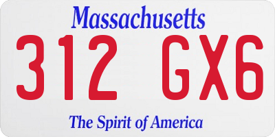 MA license plate 312GX6