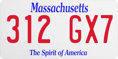 MA license plate 312GX7