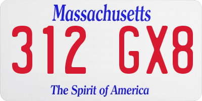 MA license plate 312GX8