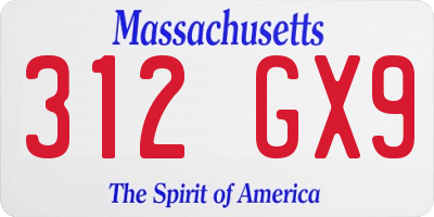 MA license plate 312GX9