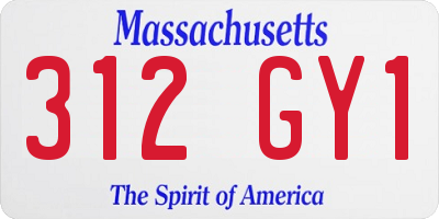 MA license plate 312GY1