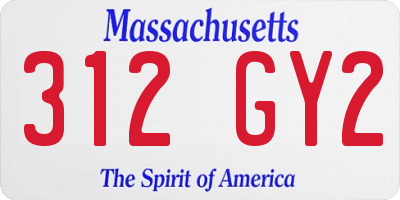 MA license plate 312GY2