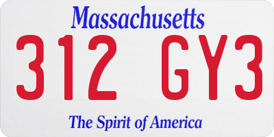 MA license plate 312GY3