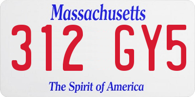 MA license plate 312GY5