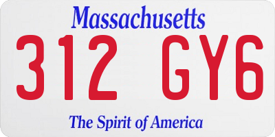 MA license plate 312GY6