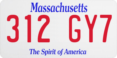 MA license plate 312GY7