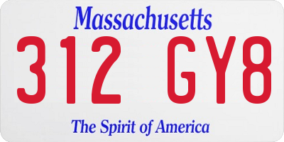 MA license plate 312GY8