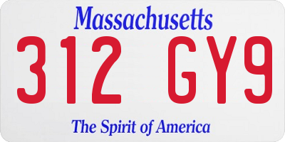 MA license plate 312GY9