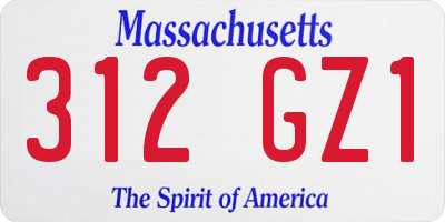 MA license plate 312GZ1