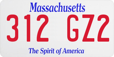 MA license plate 312GZ2