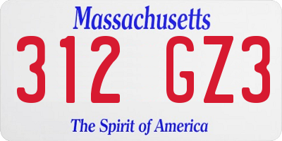 MA license plate 312GZ3