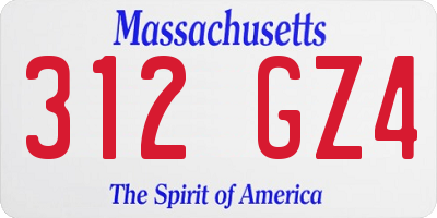MA license plate 312GZ4