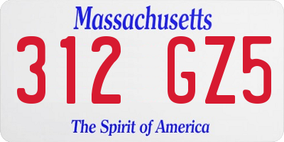 MA license plate 312GZ5