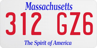 MA license plate 312GZ6