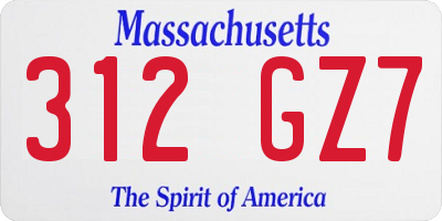MA license plate 312GZ7