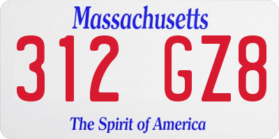 MA license plate 312GZ8