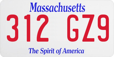 MA license plate 312GZ9