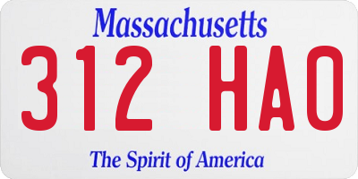 MA license plate 312HA0