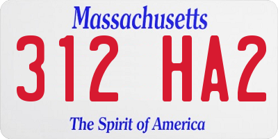 MA license plate 312HA2