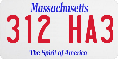 MA license plate 312HA3