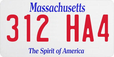 MA license plate 312HA4