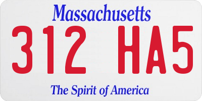 MA license plate 312HA5