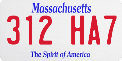 MA license plate 312HA7