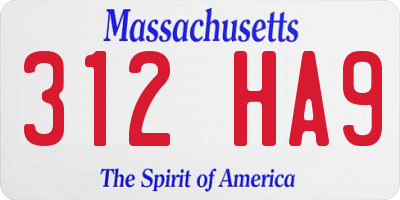 MA license plate 312HA9