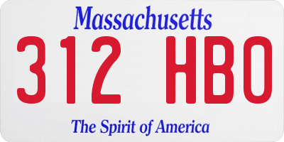 MA license plate 312HB0
