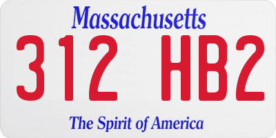 MA license plate 312HB2