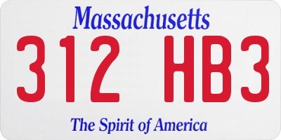 MA license plate 312HB3