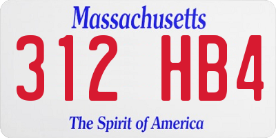 MA license plate 312HB4