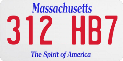 MA license plate 312HB7