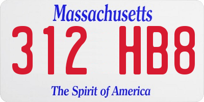 MA license plate 312HB8
