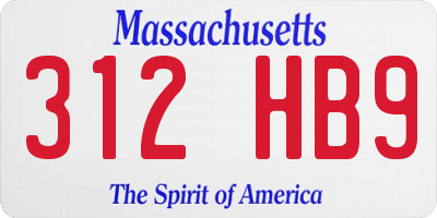 MA license plate 312HB9