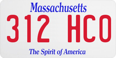 MA license plate 312HC0