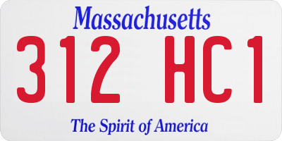 MA license plate 312HC1