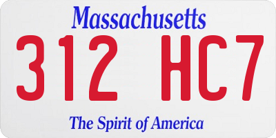 MA license plate 312HC7