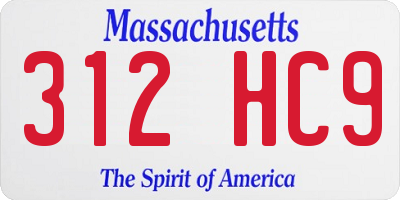 MA license plate 312HC9