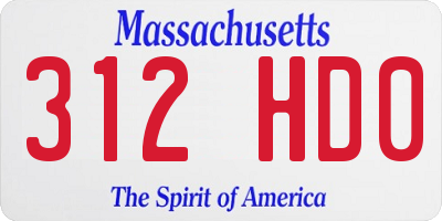 MA license plate 312HD0