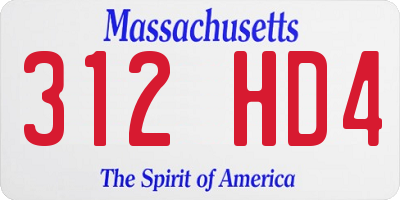 MA license plate 312HD4