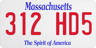 MA license plate 312HD5