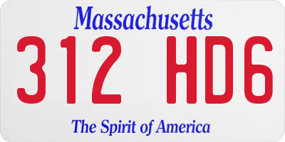 MA license plate 312HD6
