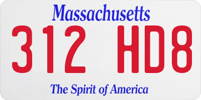 MA license plate 312HD8